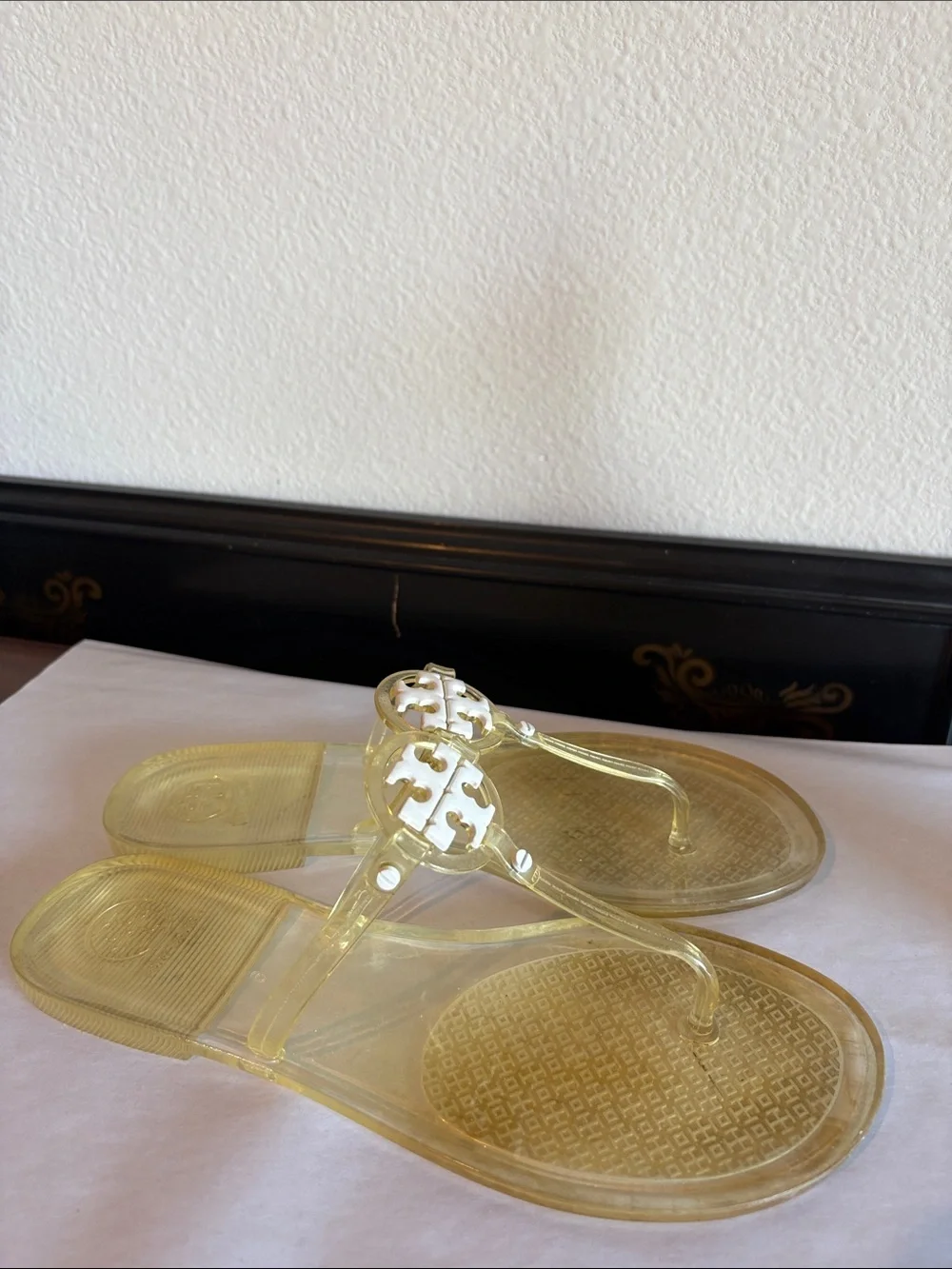 Tory Burch Mini Miller clear & white Jelly Flip Flop Sandals